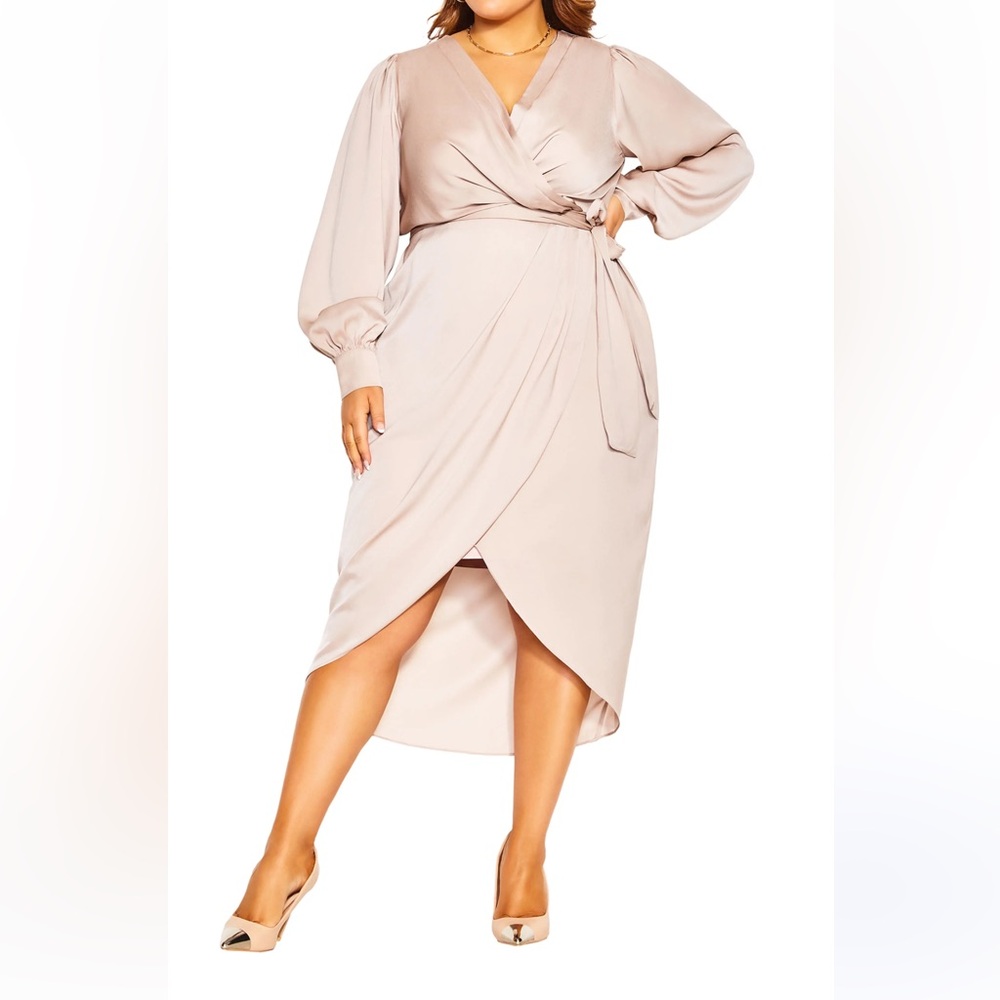 Elegant Cream Wrap Dress